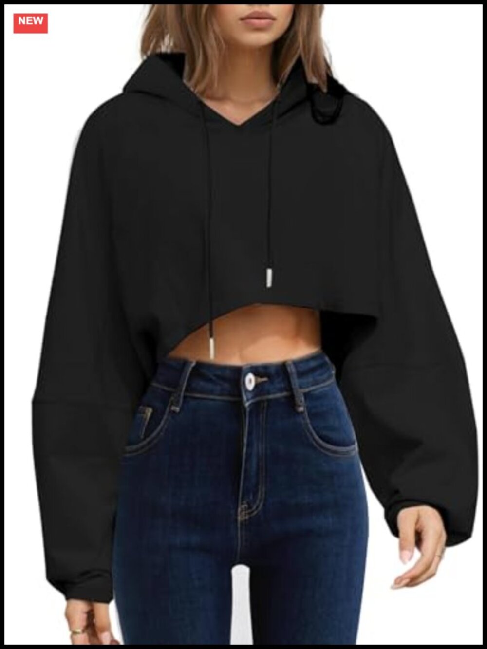 Cropped Hoodie Long Sleeve Pullover Sweatshirt Polyester Elastane